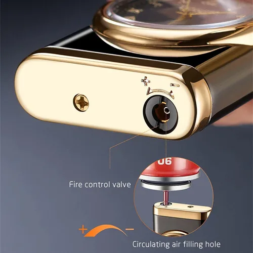 Vista 3 de Creative Dial - Encendedor inflable con brazo oscilante, 2024 con reloj eléctrico, 2 en 1, resistente al viento, portátil, ajustable, recargable