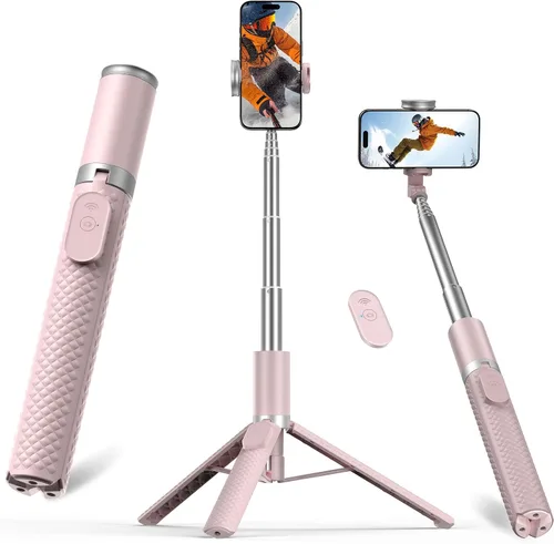 Vista 8 de Trípode para iPhone, selfie stick con control remoto, trípode estable y Negro