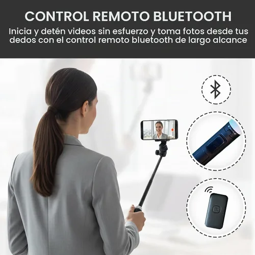 Vista 5 de Audience Trípode de teléfono de 70 pulgadas y palo para selfie, soporte extensible 3 en 1 con control remoto Bluetooth para iPhone y Android