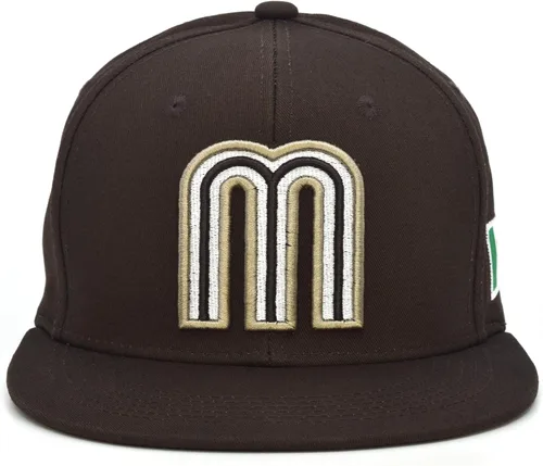 Vista 9 de Gorra acrílica de béisbol de México con diseño de bandera 3D M Flat Bill México Todo negro