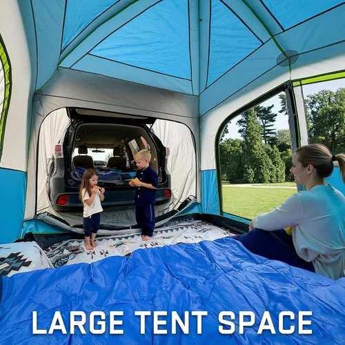 Vista 3 de JELUCAMP Tiendas de campaña SUV para acampar impermeables para 6 personas, tienda de campaña familiar para coche con accesorio para puerta trasera