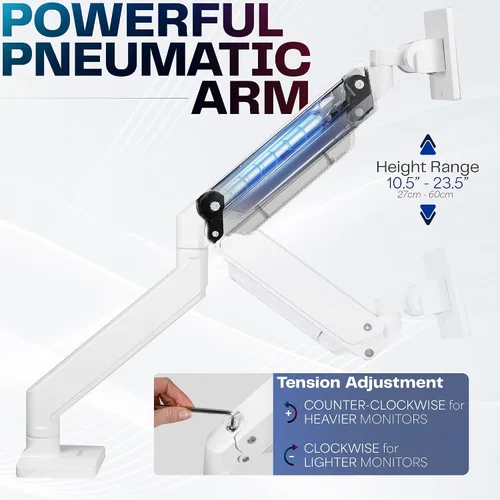 Vista 4 de VIVO Brazo de monitor de aluminio resistente de alta calidad para monitores ultraanchos de hasta 49 pulgadas y 33 libras, soporte de montaje