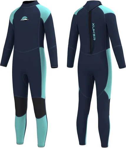 Vista 10 de XUKER Traje de neopreno para niños y niñas, 0.118 in, con cremallera trasera, de neopreno, térmico, de cuerpo completo, para jóvenes, adolescentes
