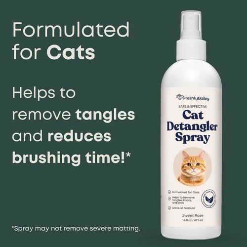 Vista 3 de Freshly Bailey Spray desenredante para gatos – Spray desenredante para mascotas – Desenredante natural y acondicionador sin enjuague para tu gato