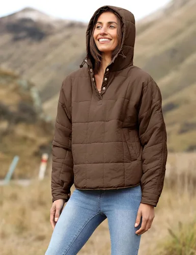 Vista 37 de QIBABU Chaqueta acolchada con capucha de gran tamaño para mujer, ligera, acolchada, manga larga, abrigo de invierno cálido