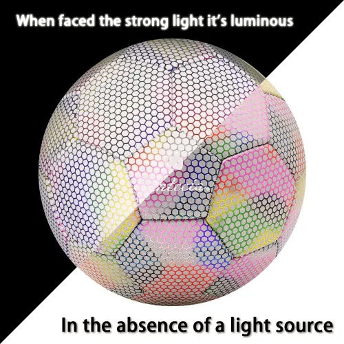 Vista 3 de Balón de fútbol reflectante con bomba, brillante tamaño 5 para niñas, pelota de fútbol de entrenamiento para jóvenes y adultos
