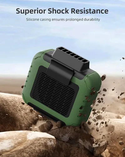 Vista 7 de Mini ventilador de cintura portátil recargable con tiempo de trabajo de 23 horas, flujo de aire fuerte de 6200 RPM, 3 niveles de velocidad