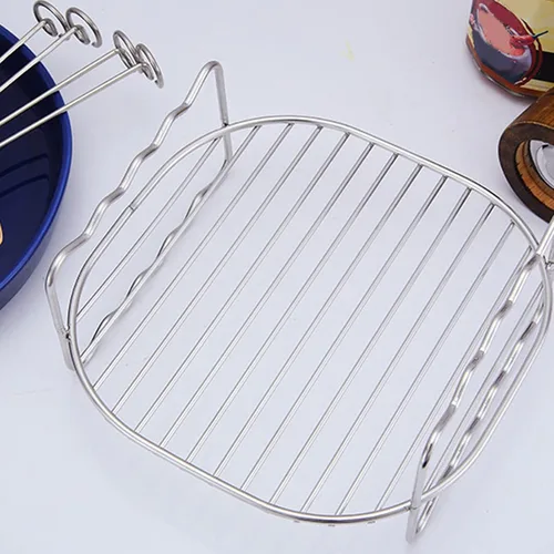 Vista 2 de Estante de doble capa para freidora de aire, soporte multiusos de doble capa, estante de accesorios para freidora de aire, accesorios de freidora