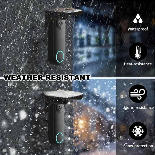 Vista 2 de Paquete de 2 fundas para timbre de puerta, de acero, resistentes a la intemperie, con protección antirreflejos, compatible con parpadeo/Ring
