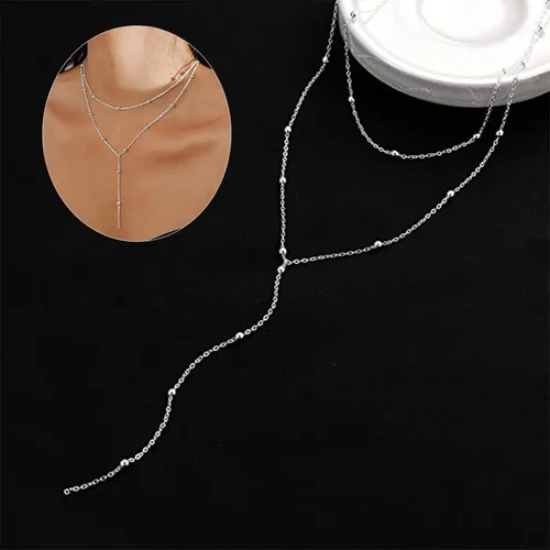 Vista 5 de MIFYNN Delicado collar de Lariat para mujer, collar largo de oro de 14 quilates, collar en capas en forma de Y, collar de cadena con cuentas