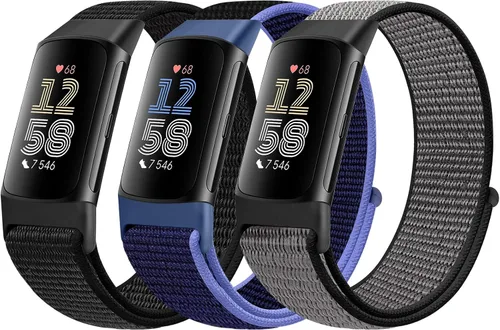 Vista 16 de Correas de nailon para reloj deportivo compatibles con Fitbit Charge 6/5, correa de muñeca ajustable, transpirable, de repuesto, suave, de bucle