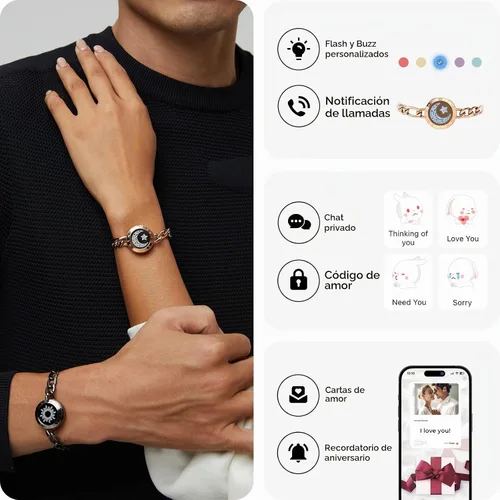 Vista 3 de TOTWOO Pulseras táctiles de larga distancia con sol y luna para parejas