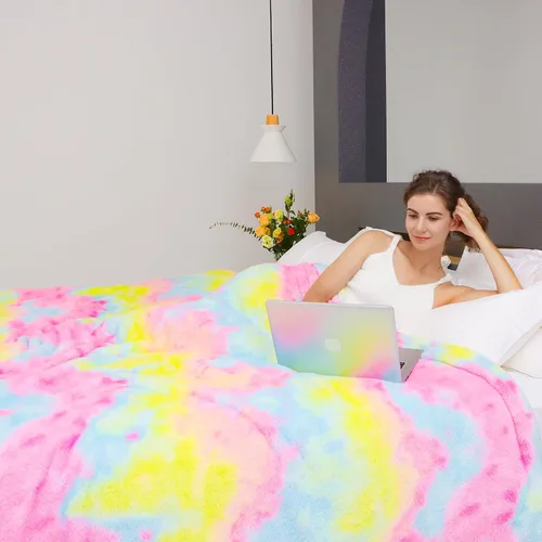 Vista 13 de MUGD Manta rosa para cama, manta de forro polar rosa claro, mantas suaves para mujeres y niñas, bonita decoración del hogar B-bean Rosa
