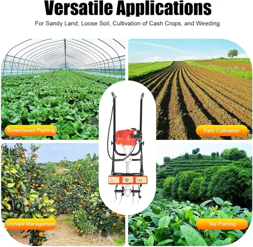 Vista 8 de 52CC 1.9KW Handpull Mini Tiller, Upthehill ZN-8001 Cultivador de jardín eléctrico Cultivador de retroceso para jardín y césped, excavación