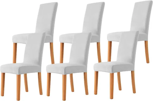 Vista 19 de Velvet Chair Covers Beige Gray, Stretch Dining Room Chair Covers 2 Pack, Super Fit Dining Chairs Slipcovers Spandex Washable Kitchen Parson Chair