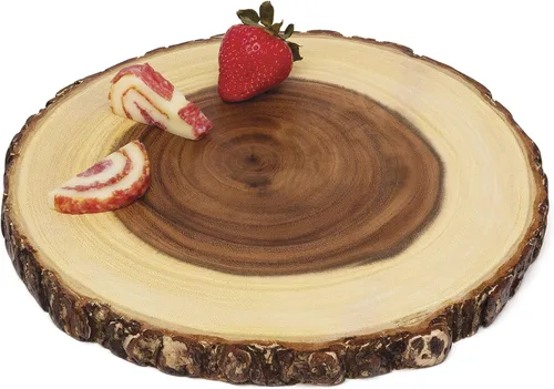 Vista 9 de Bandeja Lipper International de corteza de árbol de acacia para servir queso, galletas y aperitivos