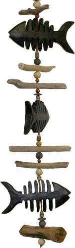 Vista 2 de Cohasset Gifts 548 Wind Bone Fish Triple Cohasset Bell, acabado de madera teñida oscura