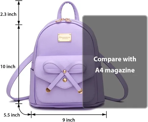 Vista 3 de Bonita mochila de piel con lazo para mujer