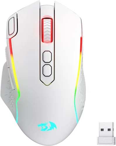 Vista 11 de Redragon M810 Pro - Mouse inalámbrico para juegos, 10000 DPI con cable/inalámbrico con llave de fuego rápido, 8 botones macro, capacidad