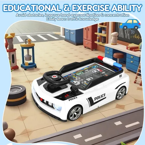 Vista 2 de Mytothfy Volante musical de juguete de carreras de coche de carreras para niños pequeños, auto de simulación de conducción con sonido y luz, regalos
