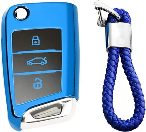 Vista 9 de Hombres Mujeres Cuero Genuino Llavero Funda Para Volkswagen/Para Skoda/Para Audi/Para Asiento Flip Car Remote Key Case Funda Funda Con Kit Llavero
