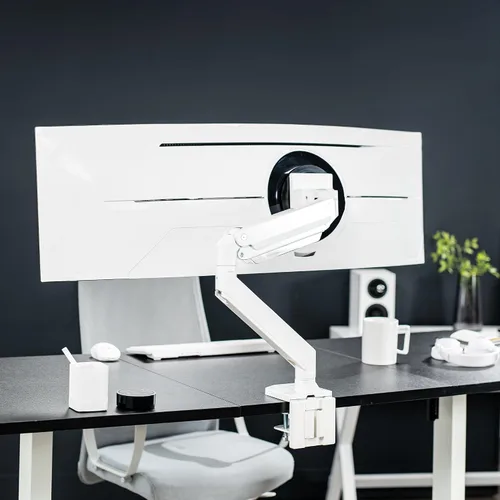 Vista 9 de VIVO Brazo de monitor de aluminio resistente de alta calidad para monitores ultraanchos de hasta 49 pulgadas y 33 libras, soporte de montaje
