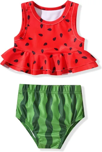 Vista 15 de Aalizzwell Traje de Baño para Niña Pequeña de Dos Piezas Traje de Baño Bikini para Playa Bandera americana B