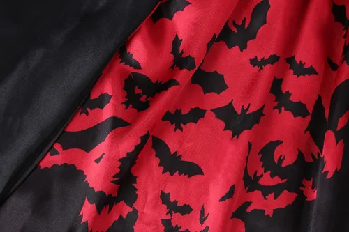 Vista 7 de Conjunto de capa de murciélago de vampiro para niños, disfraz de fiesta de Halloween, vampiro medieval real