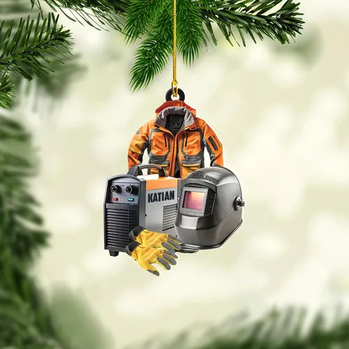 Vista 11 de Adornos de soldador personalizados, adorno de árbol de Navidad con nombre personalizado, regalo perfecto para soldador