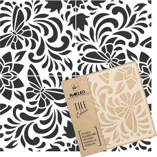 Vista 15 de NAKLEO Plantilla de plástico reutilizable para azulejos, flor de diente de león de Alicante, geométrica marroquí, bloque de pavimento, piso