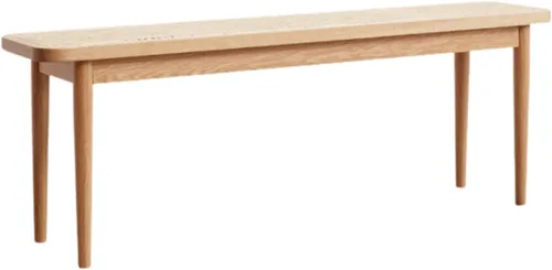 Vista 16 de Banco de comedor 100% madera maciza de 47.2'', banco largo de madera de roble para mesa de comedor, pie de cama, entrada, pasillo, respaldo de sofá