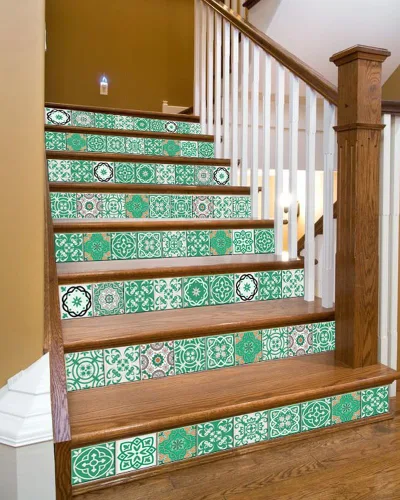 Vista 6 de Juego de 24 pegatinas para azulejos con diseño de talavera, para baño y cocina, fáciles de aplicar, simplemente despegar y pegar para decoración