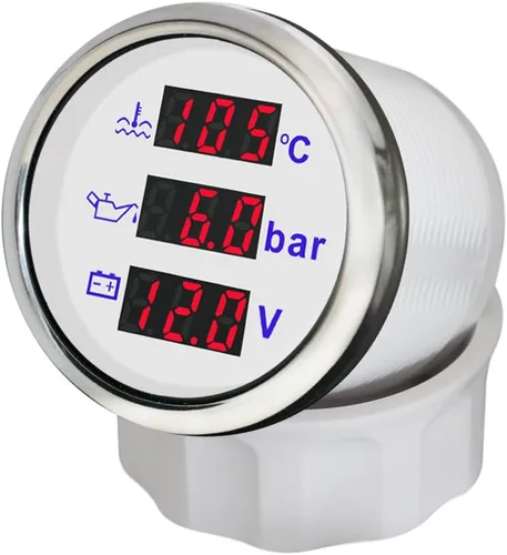 Vista 9 de ELING Voltímetro multifuncional 4 en 1 de 3.346 in, presión de aceite, nivel de combustible, medidor de temperatura del agua 9-32 V para automóvil