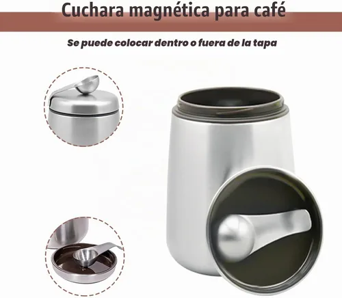 Vista 4 de MEKBOK Recipiente de café, recipiente hermético para granos de café con cuchara magnética (18 onzas)