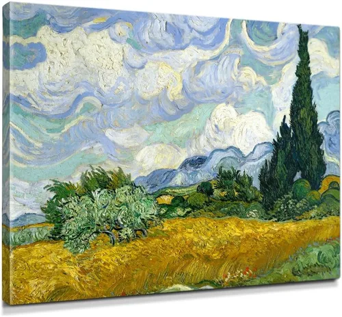 Vista 105 de IPIC - Campo de trigo con cuervos, reproducción artística de Vincent Van Gogh. Lienzo de giclée para decoración del hogar 10#F (20 x 16)