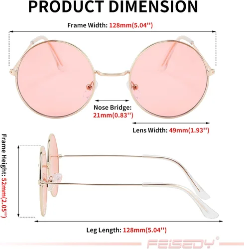 Vista 6 de FEISEDY Gafas de sol redondas retro color caramelo hippie círculo gafas punk B2305