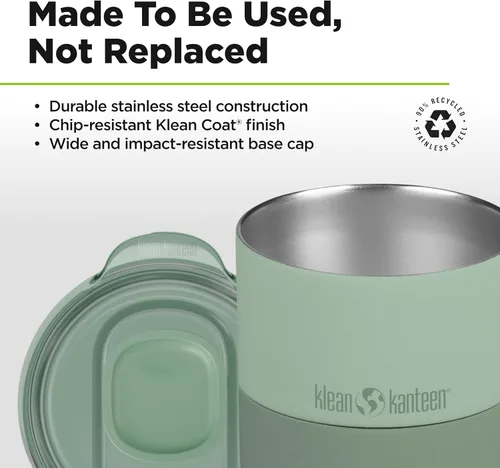 Vista 6 de Klean Kanteen Vaso de 8 oz Rise Lowball – Vaso aislado de acero inoxidable – Tapa deslizante a prueba de salpicaduras – Climate Lock aislado al