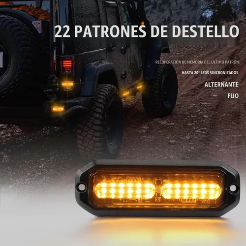 Vista 4 de WINECO Luces estroboscópicas LED ámbar para camiones, 8 piezas, 12 luces LED estroboscópicas intermitentes de montaje en superficie, kit de luces