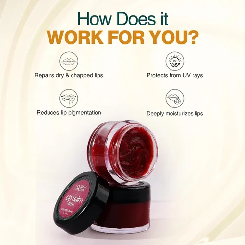 Vista 3 de Nourish Mantra - Bálsamo labial Beetroot Blast con SPF Fabricado con aceite de oliva, manteca de karité, vitamina E y aceite de aguacate Para