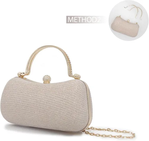 Vista 2 de AIZEXIN Bolsos de mano con purpurina para mujer, bolsos de noche de boda con mango de diamantes de imitación
