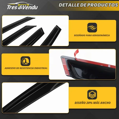 Vista 5 de Viseras para ventanas para Mazda 3 Sedán 4 puertas 2004 2005 2006 2007 2008 2009 estilo JDM Mugen, deflector de viento, protector solar y de lluvia