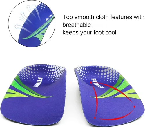 Vista 3 de RooRuns FitFeet - Plantillas ortopédicas de 3/4 de longitud, plantillas de pie de soporte de arco alto para sobrepronación, fascitis plantar, pies