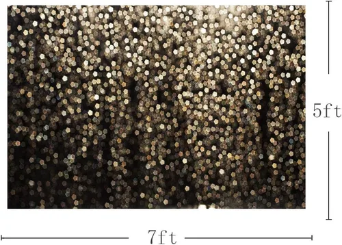 Vista 4 de Telón de fondo dorado y negro con puntos Bokeh para fiesta de cumpleaños, fotos, cabina de fotos, baile, boda, vintage, puntos abstractos