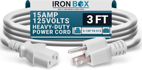 Vista 11 de IronBox Electric - Cable de Alimentación de Servicio Pesado 5-15P a C13 - Cable PC SJT 14/3 de 3 Clavijas 15A 125V - Cable para Computadora