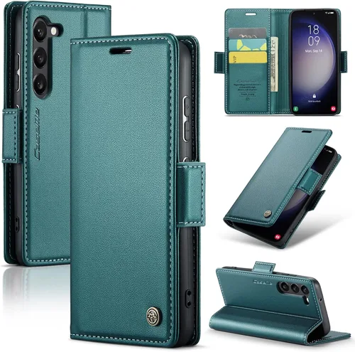 Vista 30 de Funda tipo cartera compatible con Samsung Galaxy S23, de piel sintética, con función atril y tarjetero para Galaxy S23 5G de 6.1 pulgadas (negro)