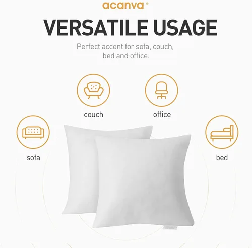 Vista 2 de Acanva Insertos de almohada decorativos para sofá, cama, sofá y silla, relleno de forma cuadrada con microfibra de poliéster de alta calidad, 2