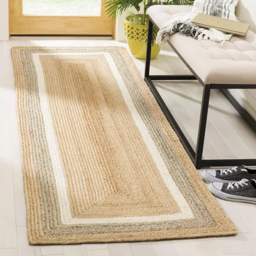 Vista 6 de SAFAVIEH Natural Fiber Collection NF883B - Alfombra de pasillo, 2 pies 3 pulgadas x 16 pies, natural, gris y marfil, hecha a mano