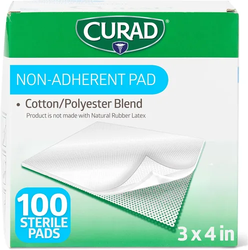 Vista 10 de Curad Almohadillas estériles no adherentes, suaves, perforadas, absorbentes, algodón/poliéster, 2" x 3", estériles, 100 almohadillas