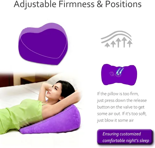 Vista 4 de Almohada elevadora de piernas, forma de corazón, almohadas de elevación de piernas para hinchazón de circulación sanguínea, almohada inflable