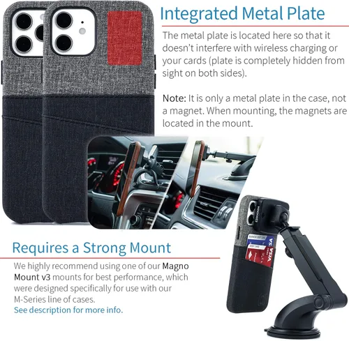 Vista 3 de Dockem Funda tipo cartera para iPhone 12 y iPhone 12 Pro: Placa de metal integrada para montaje magnético y 2 tarjeteros de crédito: 6.1" Luxe M2